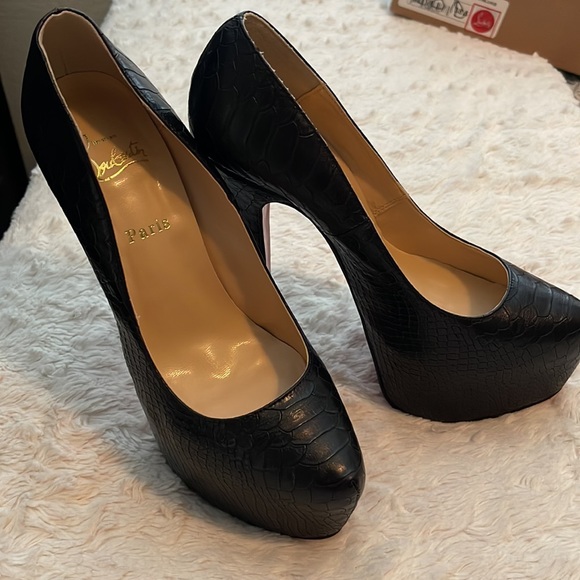 Christian Louboutin Daffodile Python Black Heels Size 40 - Picture 5 of 10